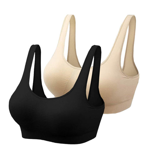 Air Bra, Non-Padded & Non-Wired Bra For Women & Girls, Free Size (Size 28 to 36) – Pack of 2 Air Bra / Black & Skin Color