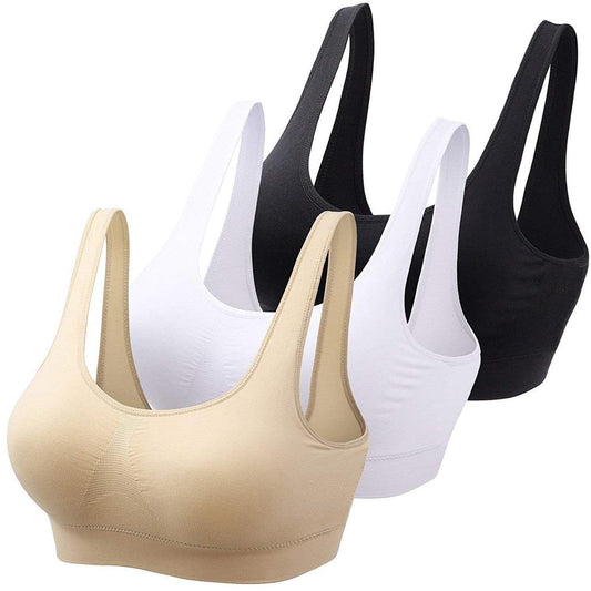 Air Bra, Non-Padded & Non-Wired Bra For Women & Girls, Free Size (Size 28 to 36) – Pack of 3 Air Bra / Black, White & Beige