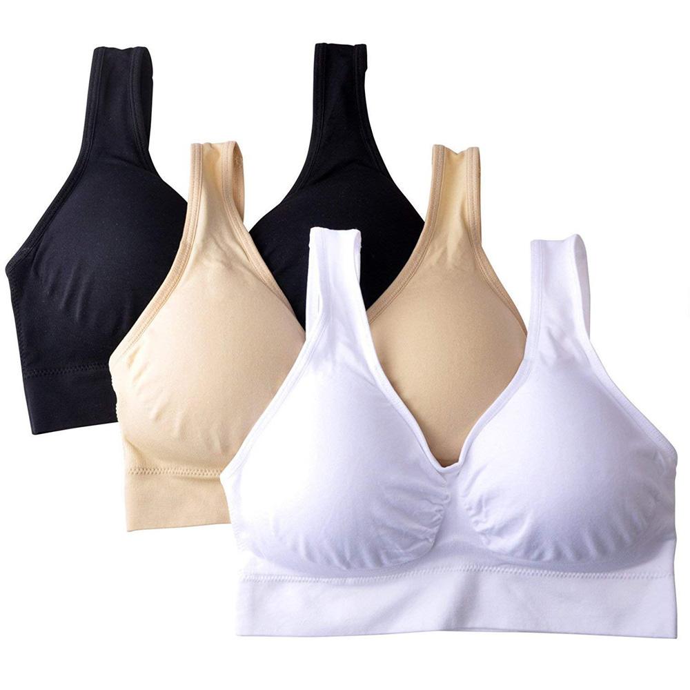 Air Bra, Non-Padded & Non-Wired Bra For Women & Girls, Free Size (Size 28 to 36) – Pack of 3 Air Bra / Black, White & Beige