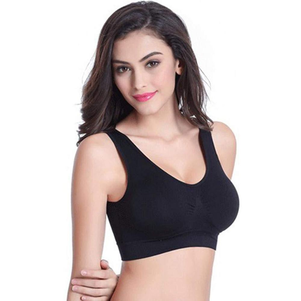 Air Bra, Non-Padded & Non-Wired Bra For Women & Girls, Free Size (Size 28 to 36) – Pack of 3 Air Bra / Black, White & Beige